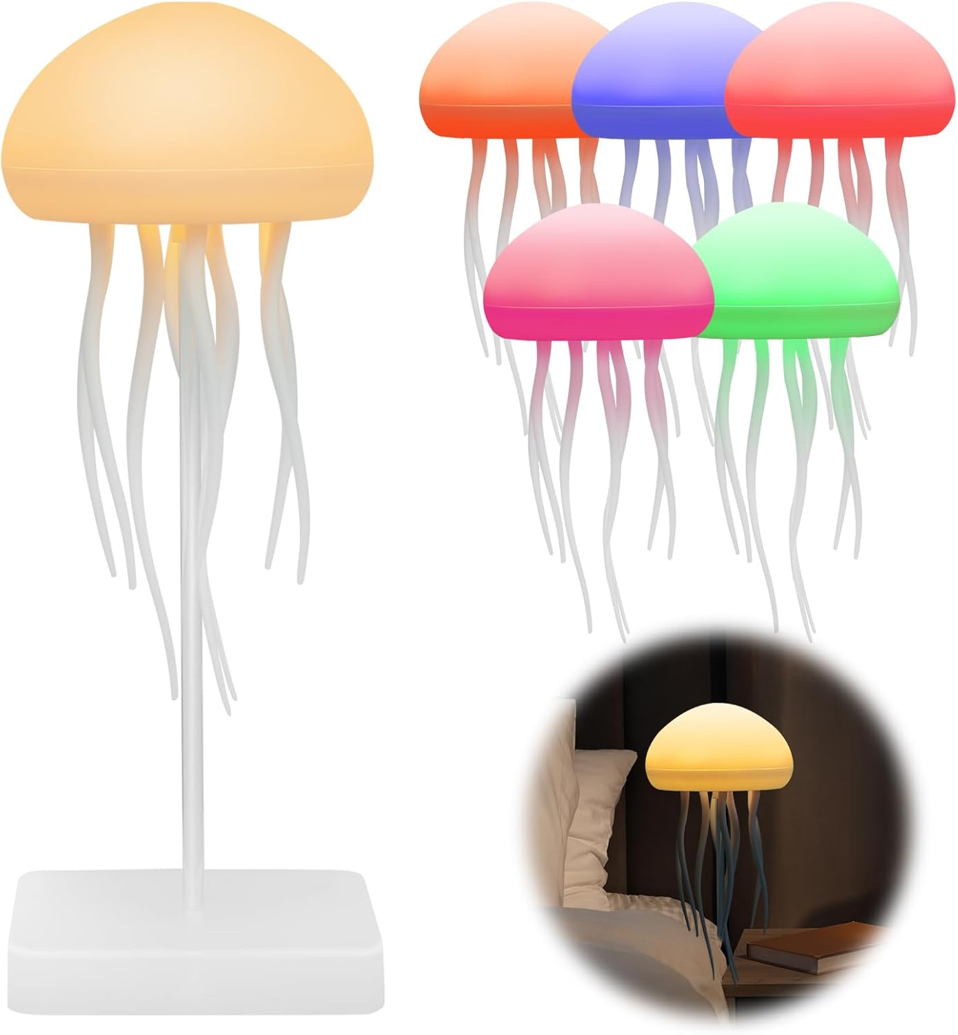 Anti-stress LED jellyfish lamp