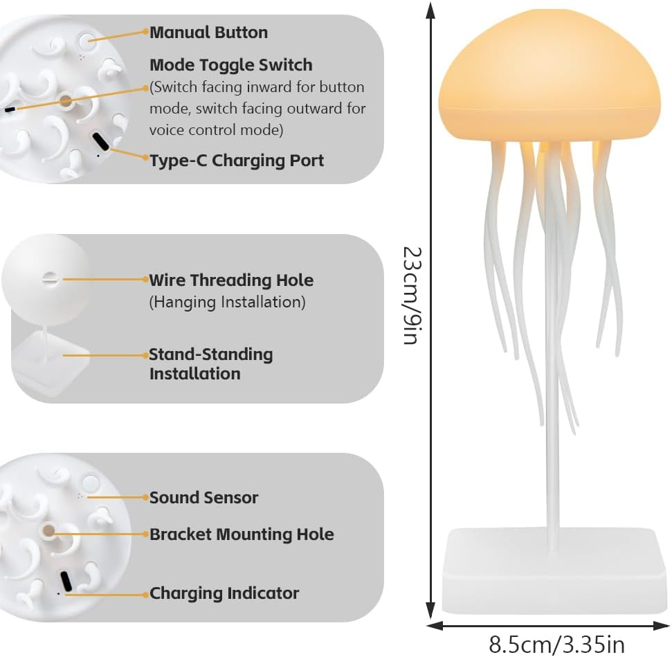 Anti-stress LED jellyfish lamp